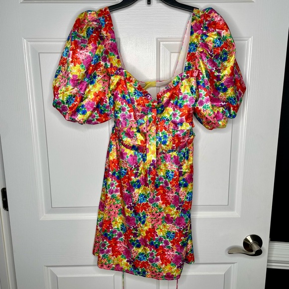 FREE PEOPLE x For Love and Lemons 'Merrill' Puff Sleeve Mini Dress - small - Picture 4 of 10